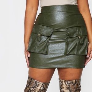 Pretty Little Thing Green Leather Skirt!